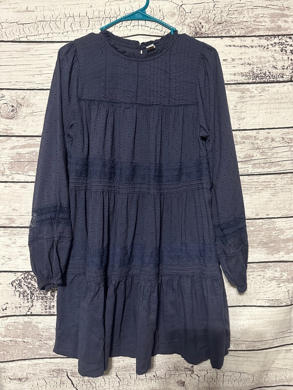 Old Navy Swiss Dot Tiered Cottagecore Dress Women’s M Blue Boho Prairie